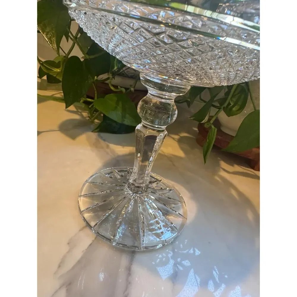 Vintage Galway Crystal “Leah” Compote – Irish Crystal Pedestal Centerpiece Bowl